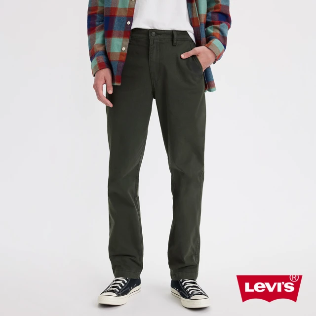 LEVIS 男款 Chino工作休閒褲 / 後袋蓋摩登設計 / 軍綠 人氣新品 A5753-0010
