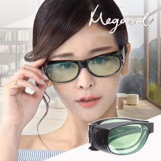 【MEGASOL】折疊式-UV400外掛式側開窗濾藍光防飛沫護目鏡眼鏡(外罩式-BZ3009)