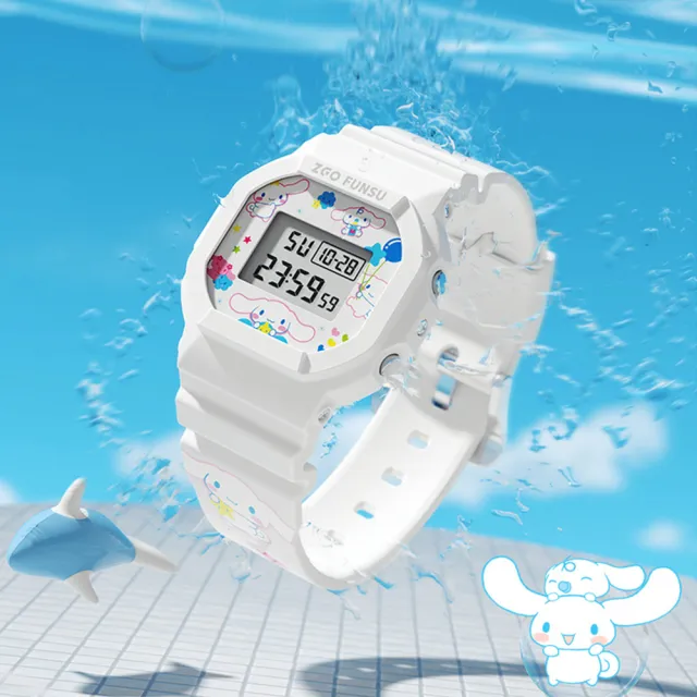 【SANRIO 三麗鷗】三麗鷗 大耳狗系列 經典方形運動電子錶(兒童 學生 手錶)