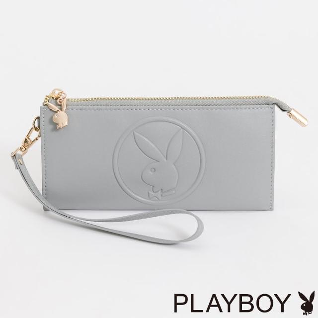 【PLAYBOY】拉鍊長夾附手挽帶 In系列(藍色)