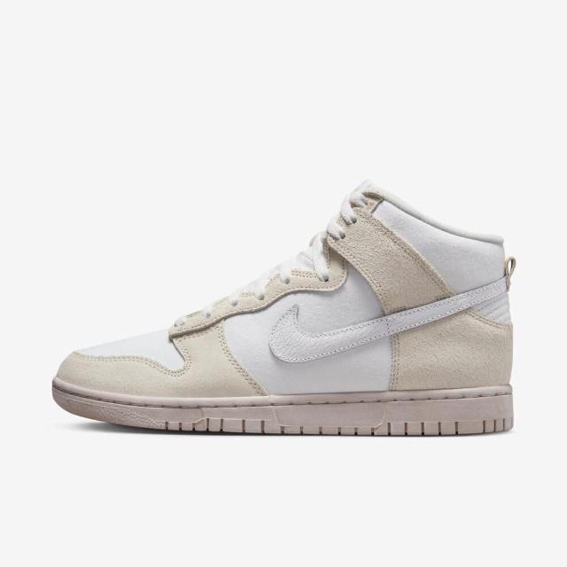 【NIKE 耐吉】Dunk Hi Retro PRM 男女 休閒鞋 經典 帆布 高筒 爆裂紋 米 白(DV0822-100)