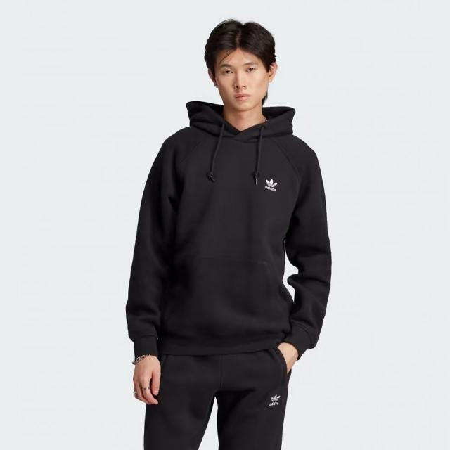 【adidas 愛迪達】上衣 男款 長袖上衣 帽T 運動 三葉草 亞規 ESS+ HDY RVS 黑 II5790