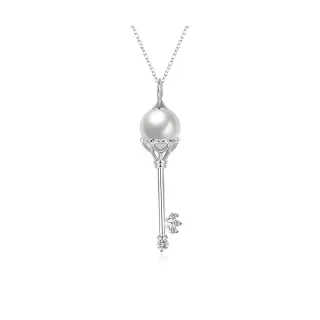 【925 STARS】純銀925優雅珍珠鋯石鑲嵌鑰匙造型項鍊(純銀925項鍊 珍珠項鍊 鑰匙項鍊)