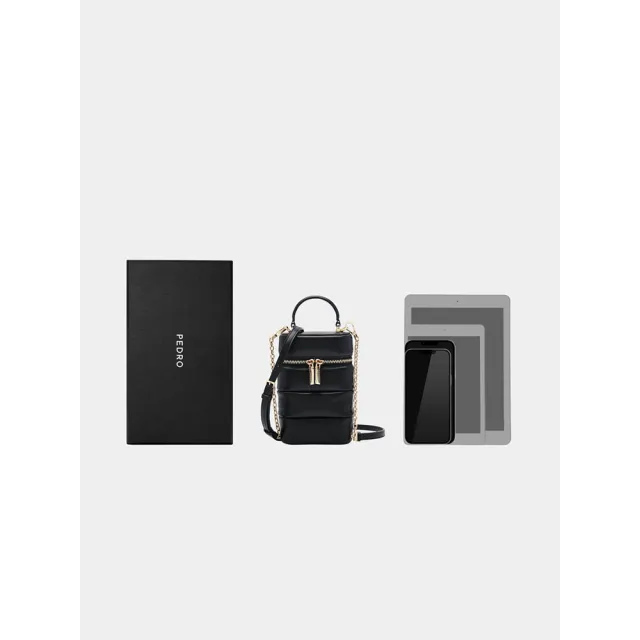 【PEDRO】絎縫鍊條質感手機袋/斜背包-黑/黃/石灰/白嫩粉色(小CK高端品牌 禮物)