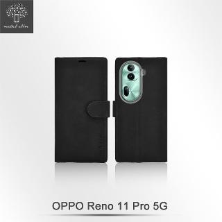 【Metal-Slim】OPPO Reno 11 Pro 5G 高仿小牛皮前扣磁吸內層卡夾皮套