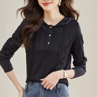 【LANNI 藍尼】★休閒連帽肌理感上衣(OL/氣質/女裝/長袖)