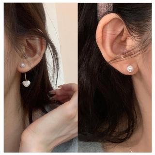 【HaNA 梨花】韓國一款二戴伊朵．愛心吊墜珍珠/小小圓珍珠耳環(耳環 耳針 耳扣 珍珠耳環)