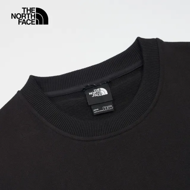 【The North Face 官方旗艦】北面UE男款黑色純棉落肩設計舒適休閒長袖大學T｜884MJK3