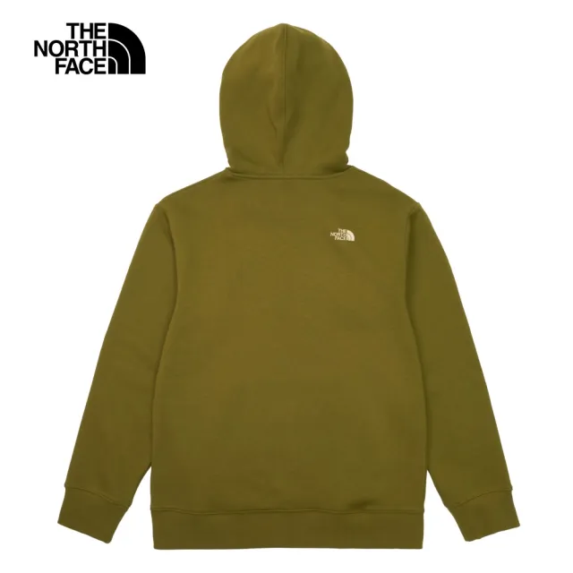 【The North Face 官方旗艦】北面男款綠色舒適保暖大尺寸LOGO印花休閒長袖帽T｜88FSPIB