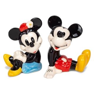 【Enesco】精品家飾 Disney 迪士尼 米奇與米妮 鹽罐&胡椒罐 兩入組(Jim Shore愛木小灣)