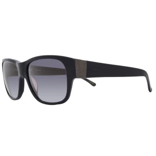 【LOEWE 羅威】經典品牌壓紋款方框太陽眼鏡(黑 SLW693-09GU)