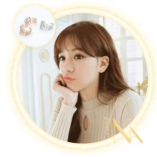 【NANA】娜娜 水鑽裸雕花朵無耳洞耳環耳扣耳骨夾二顆入(二顆入)