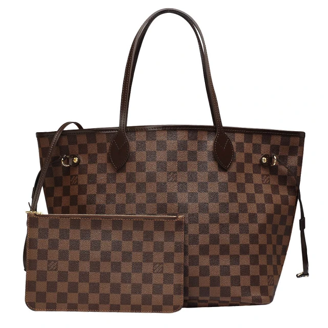 Louis Vuitton 路易威登 N41358 經典棋盤格NEVERFULL MM大型子母肩背購物包