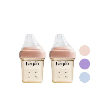 【hegen】金色奇蹟PPSU多功能方圓型寬口奶瓶150ml雙瓶組 共三色(嫣粉、漾紫、沁藍)