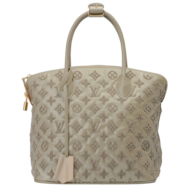 Louis Vuitton 路易威登Louis Vuitton 路易威登 M40601 走秀款Monogram LOCK IT細繡線漆皮手袋/手提包(香檳灰)