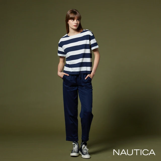 NAUTICA 女裝 鬆緊抽繩休閒褲(深藍)