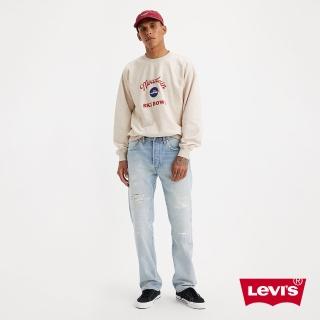【LEVIS 官方旗艦】男款 經典501直筒牛仔褲 / 淺藍水洗X多重磨損刷破工藝 熱賣單品 00501-3497