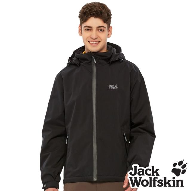 【Jack wolfskin 飛狼】男 Air Wolf 俐落輕量 防風防水保暖外套 內刷毛衝鋒衣(極致黑)