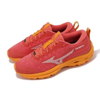 【MIZUNO 美津濃】慢跑鞋 Wave Rider GTX 女鞋 紅 橘黃 防水 路跑 運動鞋 美津濃(J1GD2279-72)