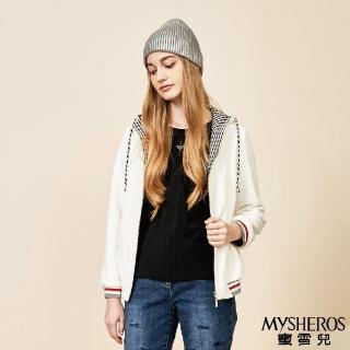 【MYSHEROS 蜜雪兒】連帽夾克外套 拉鍊 格紋內裡(白)