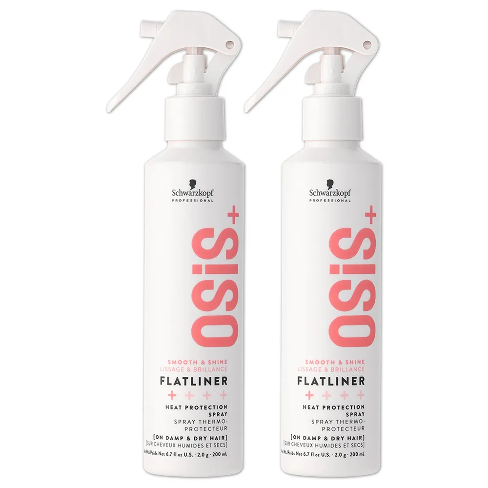 【Schwarzkopf 施華蔻】OSIS+ Flatliner 抗熱直亮霧 200ml 2入組(國際航空版)