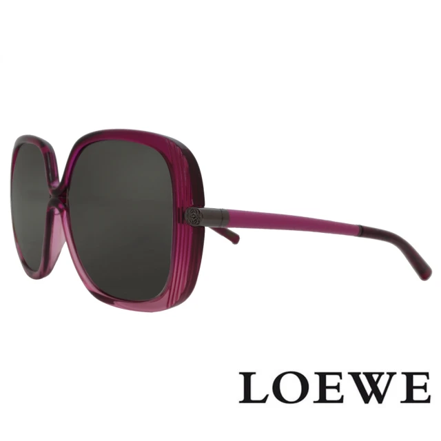 【LOEWE 羅威】初春新款 春天氣息大方框款太陽眼鏡(粉紫 SLW802-09TX)