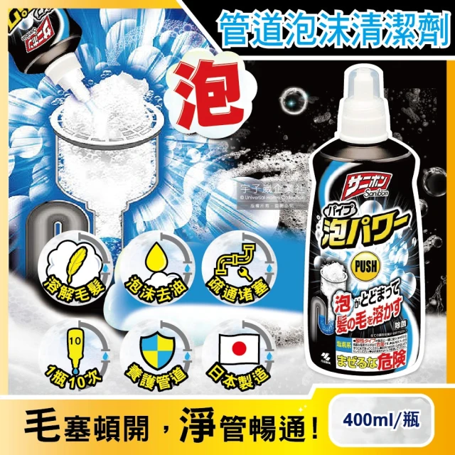 日本Sanibon小林製藥 強效去油溶解毛髮疏通排水口泡沫清潔劑400ml/瓶(廚房浴室排水口管疏通)