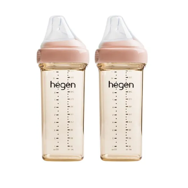 【hegen】金色奇蹟PPSU多功能方圓型寬口奶瓶330ml雙瓶組 共三色(嫣粉、漾紫、沁藍)