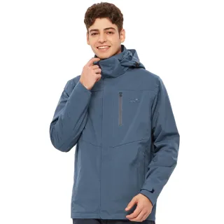 【Jack wolfskin 飛狼】男 Air Wolf 帥氣兩件式防風防水透氣保暖外套 衝鋒衣(迷霧藍)