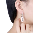 【925 STARS】純銀925耳環 陶瓷耳環/純銀925閃耀美鑽鑲嵌橢圓陶瓷造型耳環(白色)