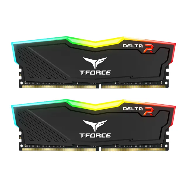 【Team 十銓】T-FORCE DELTA RGB 炫光 DDR4 3200 64GB 32Gx2 CL16 黑色 桌上型超頻記憶體