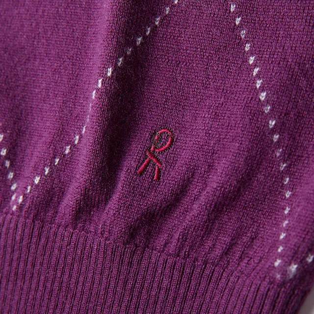 【ROBERTA 諾貝達】秋冬男裝 紫紅色純羊毛衣-經典時尚款(義大利素材 台灣製)