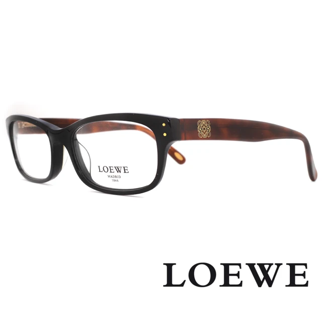 LOEWE 羅威 明星同款大方框簡約皮革設計太陽眼鏡(透明黑