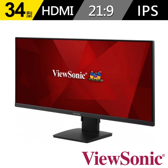 【ViewSonic 優派】VA3456-MHDJ  34型 IPS WQHD 21:9 75Hz 護眼電腦螢幕(內建喇叭/可旋轉/升降腳架/4ms)