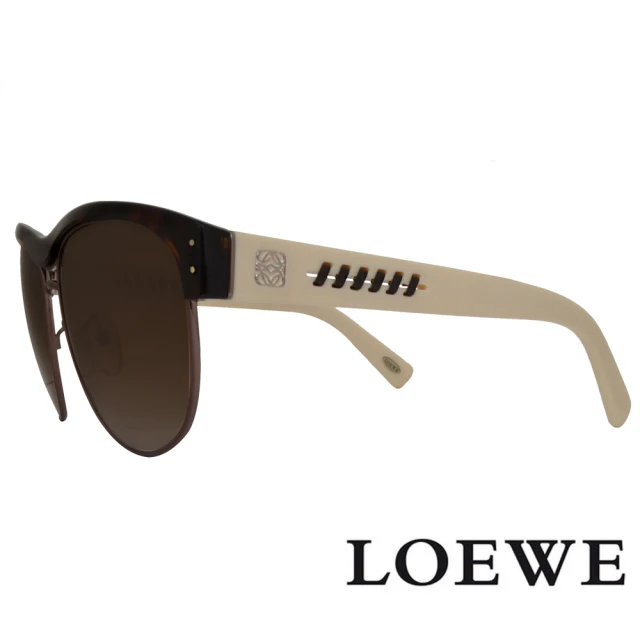 LOEWE 羅威 流行半框街頭風款太陽眼鏡(乳白/咖啡 SLW844-0722)