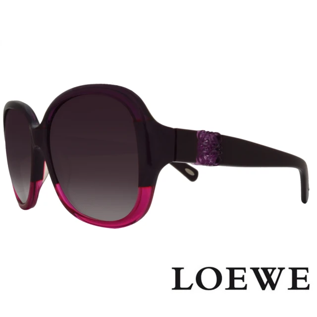 LOEWE 羅威 金屬環扣質感太陽眼鏡(暗紫/金 SLW78