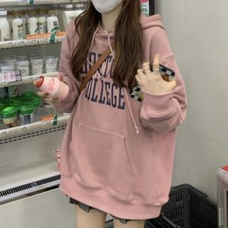 【ONEY 歐妮】★復古美式連帽加絨衛衣(女上衣/長袖/帽T)