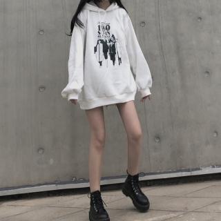 【ONEY 歐妮】★連帽中長款加絨韓版衛衣(女上衣/長袖/帽T)