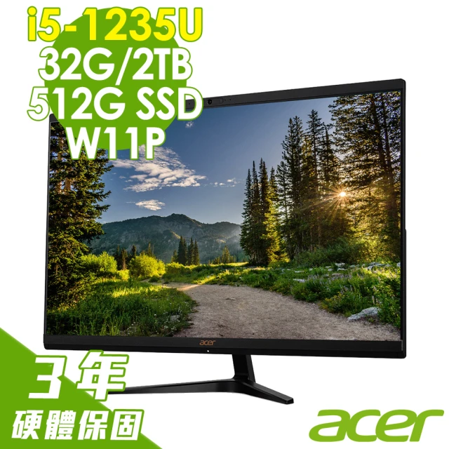 【Acer 宏碁】27型i5液晶電腦(C27-1700/i5-1235U/32G/512SSD+2TB/W11P)