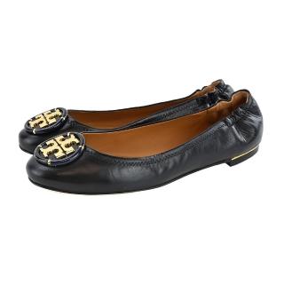 【TORY BURCH】MULTI 雙T金字LOGO羊皮平底鞋(黑)