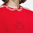 【adidas 愛迪達】上衣 女款 長袖上衣 運動 短版 三葉草 亞規 新年 JAC CREW NECK 紅 IX4228