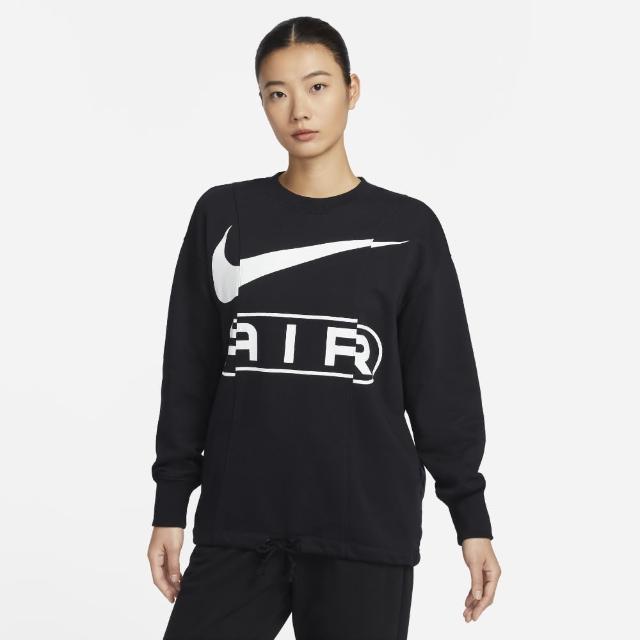 【NIKE 耐吉】上衣 女款 長袖上衣 大學T 運動 AS W NSW AIR OOS FLC CREW 黑 FN1898-010