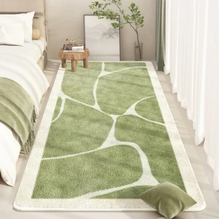 【In Da House】80X200cm INS風綠色系仿羊絨床邊毯地毯