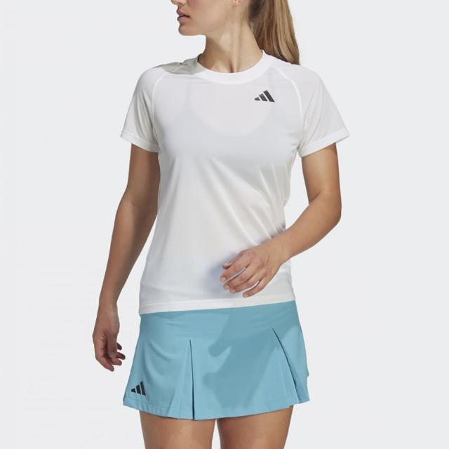 【adidas 愛迪達】上衣 女款 短袖上衣 運動 亞規 CLUB TEE 白 HS1449