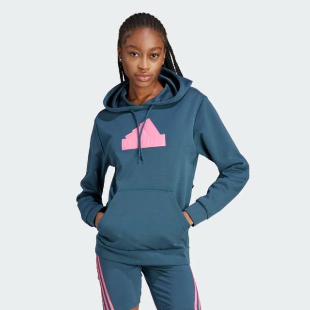 【adidas 愛迪達】上衣 女款 長袖上衣 帽T 運動 W FI BOS HOODIE 藍 IM4876