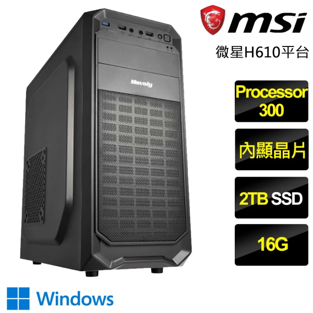 微星平台微星平台 Processor雙核 Win11{星河璀璨}文書電腦(Processor-300/H610/16G/2TB)
