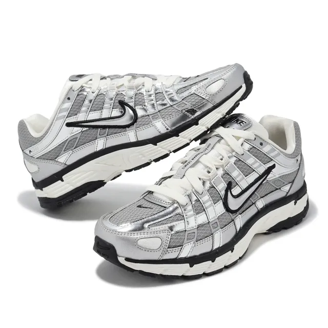 【NIKE 耐吉】休閒鞋 P-6000 男鞋 女鞋 液態銀 復古 銀 黑 情侶鞋 Metallic Silver(CN0149-001)