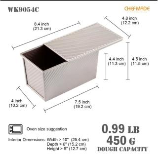 【Chefmade學廚原廠正品】450g滑蓋波紋吐司模(WK9054C波紋12兩吐司模吐司盒)