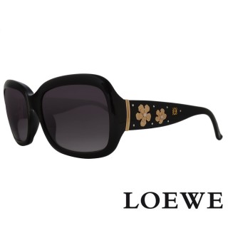 【LOEWE 羅威】春夏限定款 復古大方框太陽眼鏡(黑/金 SLW778S-0700)