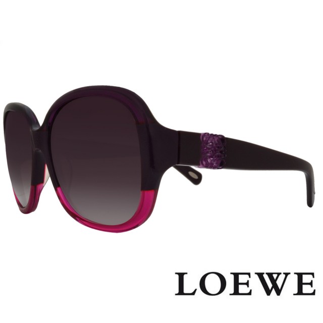 【LOEWE 羅威】經典不敗花體LOGO太陽眼鏡(紫/透明粉 SLW846-0AE7)